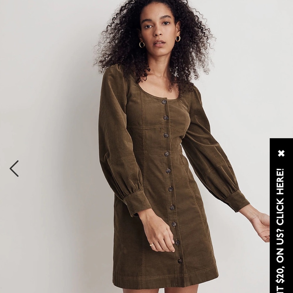 Madewell Corduroy Dress in Kale